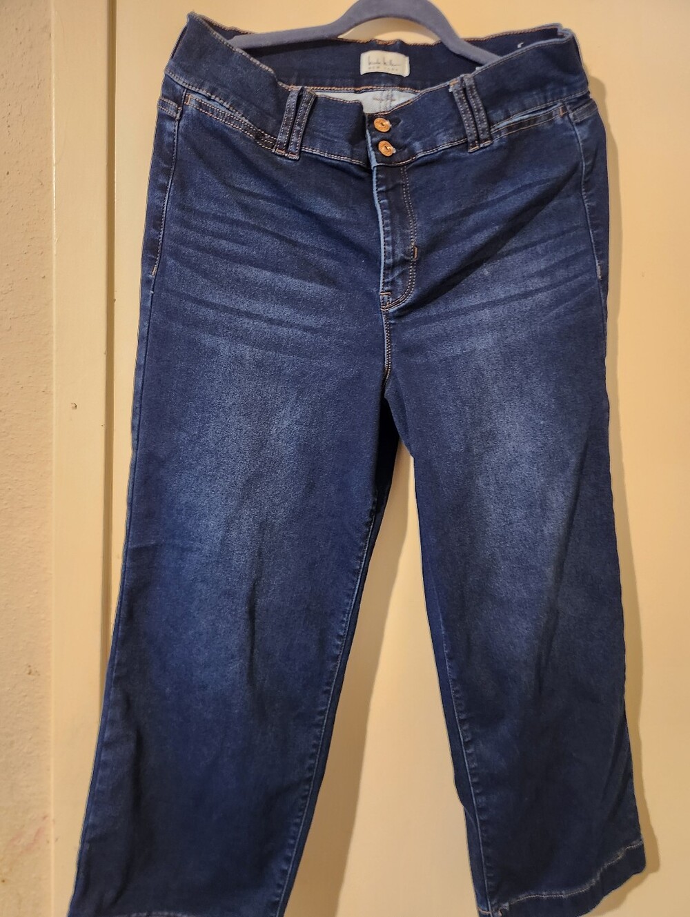 Nicole Miller Dark Blue Soho High Rise Wide Leg Stretch Jeans Sz 16